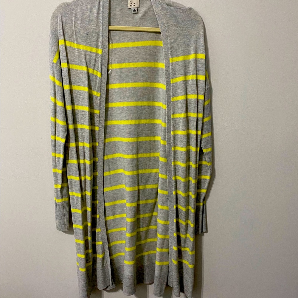 A new day long striped cardigan gray and yellow